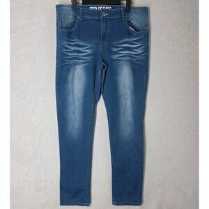 VIP JEANS Womens Size 16 Tall (Actual 35x30) Skinny Whiskering  EUC